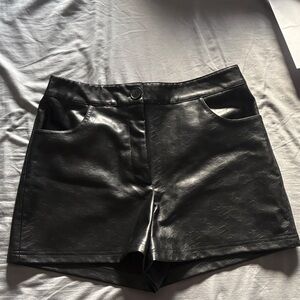 Zara High Waist Black Faux Leather Shorts